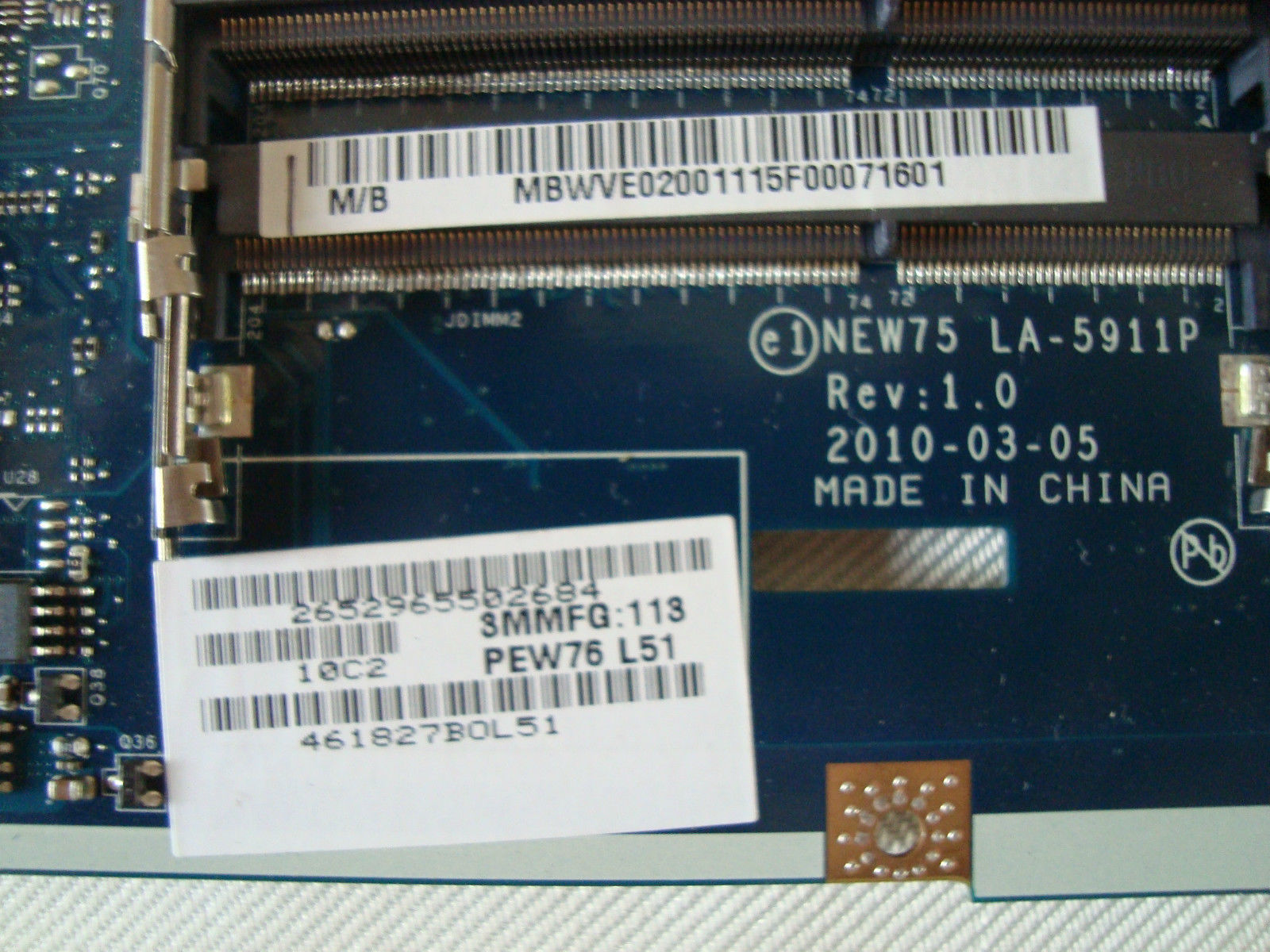 Acer Aspire 5552G NEW75 LA-5911P Rev:1.0 AMD-Motherboard ATI Graphics